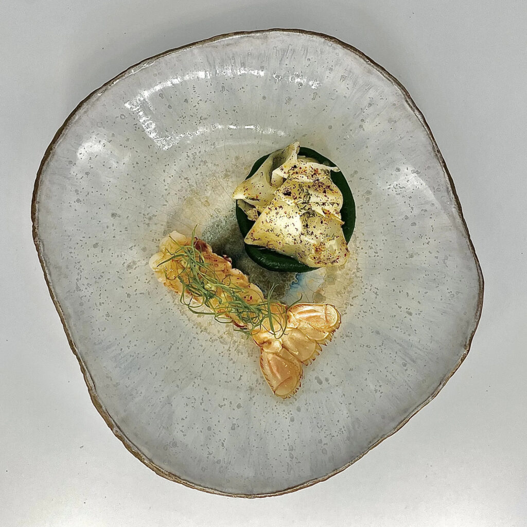 Langoustine dentelles céleri en croûte de sel