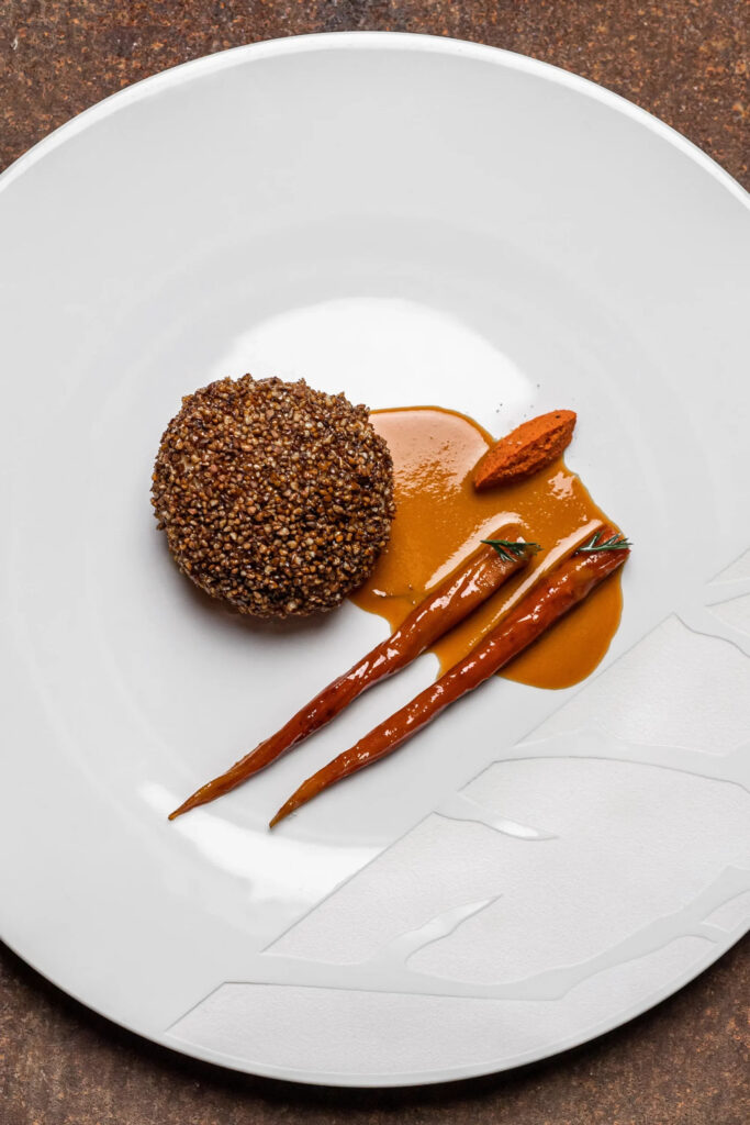 Ris de veau en boule et carottes déshydratées