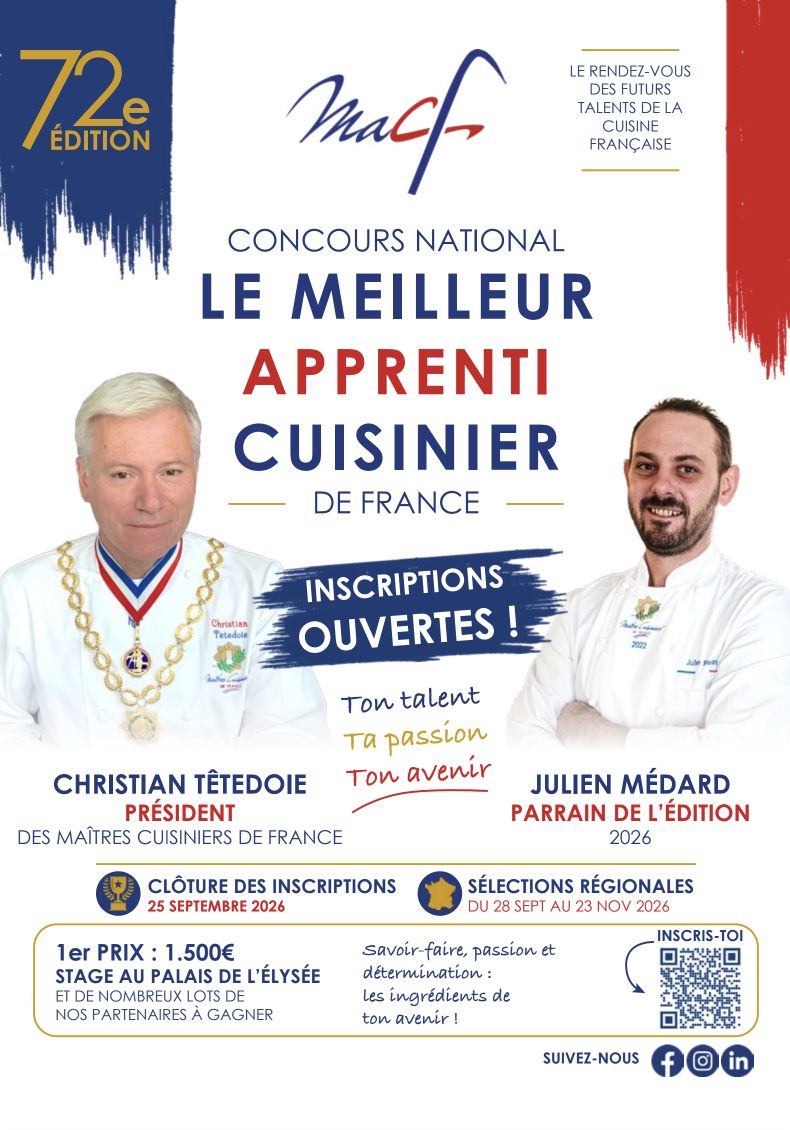 Concours Meilleur Apprenti Cuisinier 72e édition Ouverture des inscriptions pour le concours Meilleur Apprenti Cuisinier