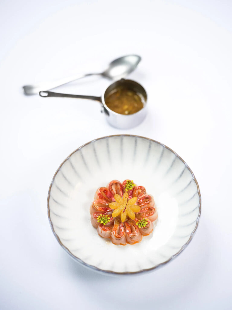 Fleur de rouget marinée en rosace