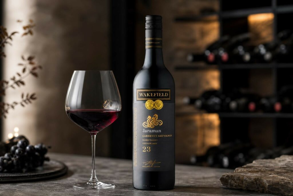 Scène évocatrice d’un verre de vin rouge profond sur un plan de pierre, illustrant le lancement d’un Cabernet Sauvignon en édition limitée